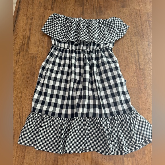 J.Crew Ruffle Halter Dress SZ S Black & White Gingham - Picture 6 of 16